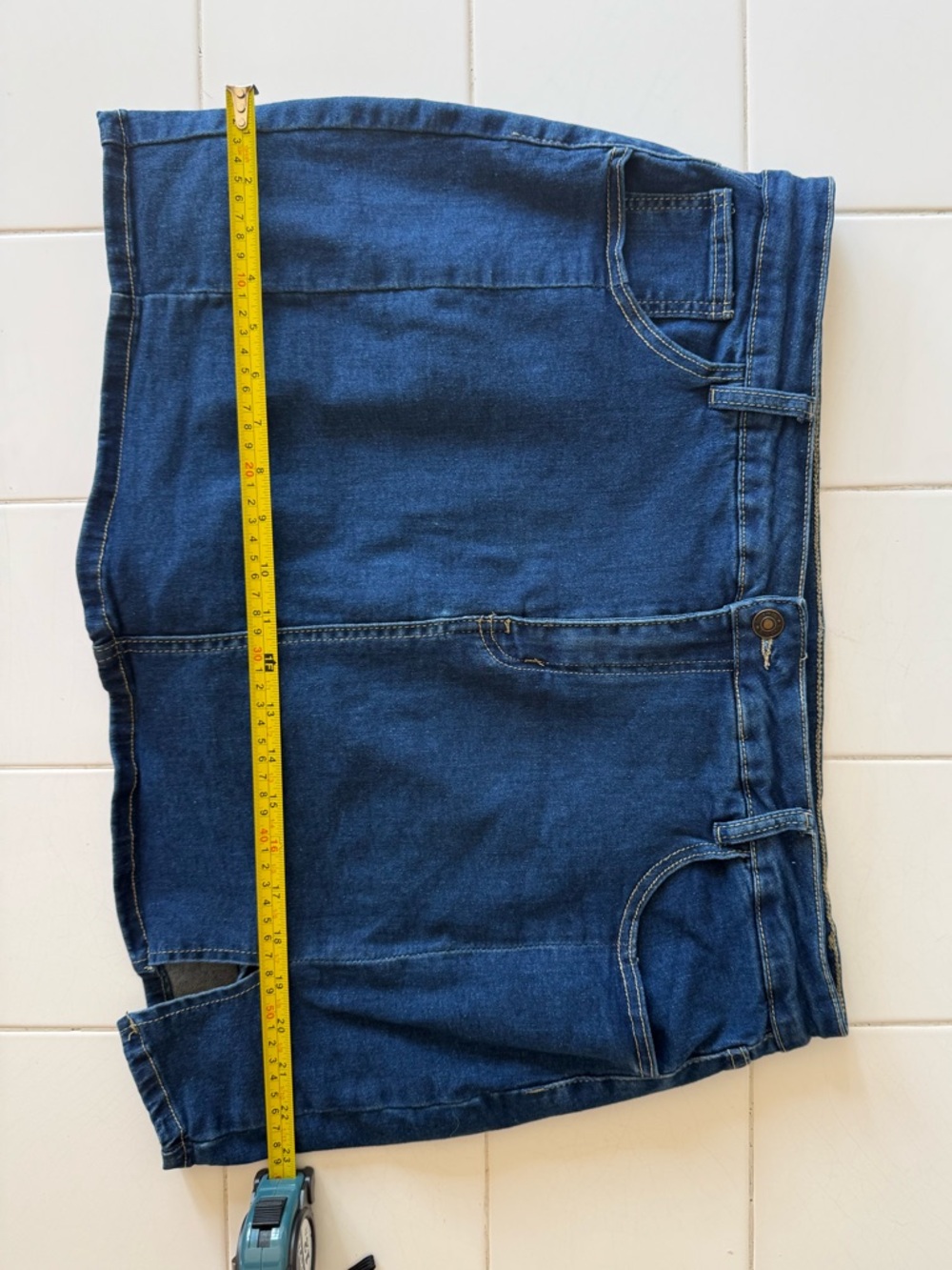Classic Blue Denim Mini Skort Plus Size XXL Jean Skirt w Shorts & Slit - NWOT - Picture 10 of 16
